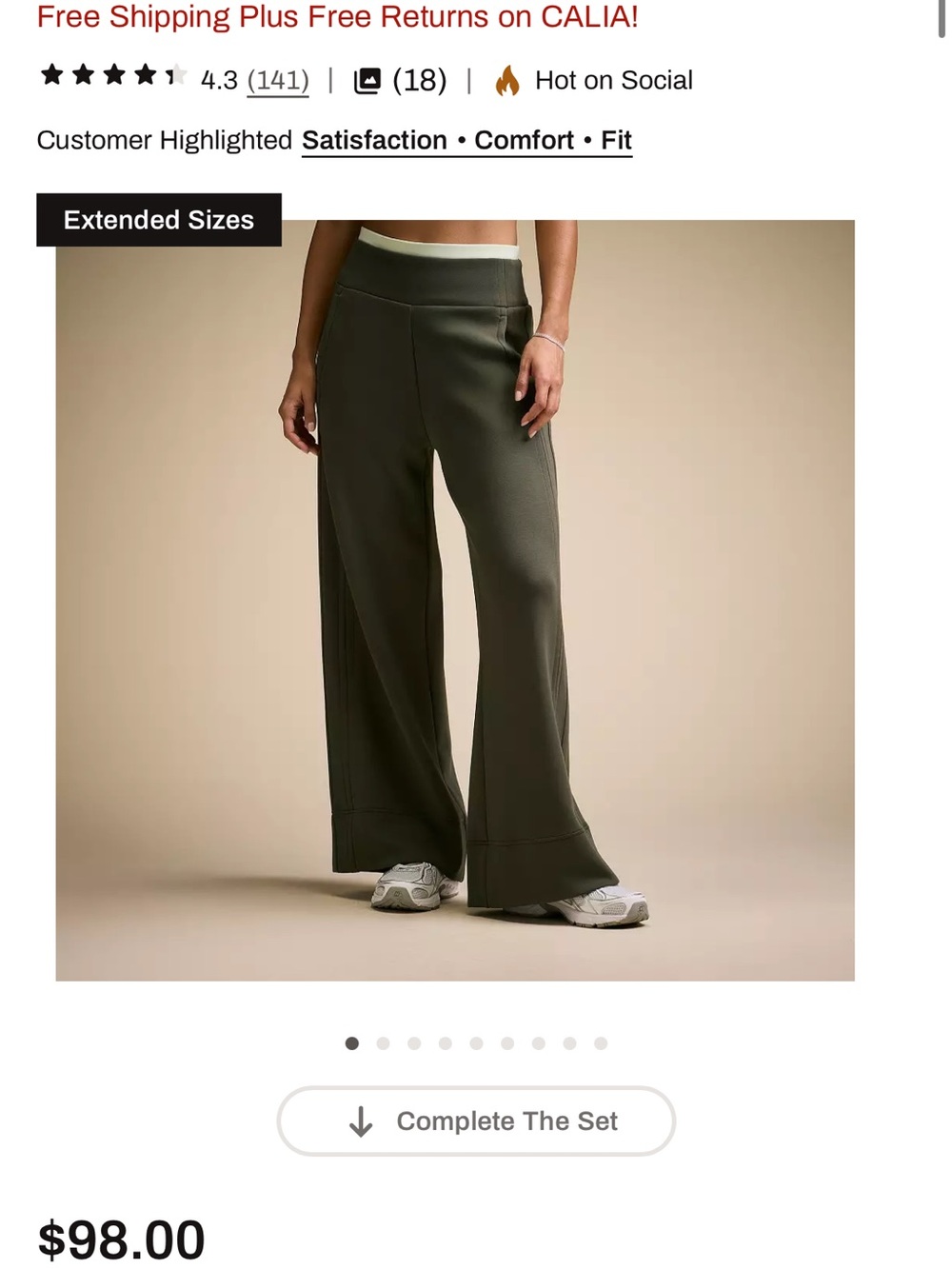 CALIA by Carrie Underwood Olive Wide-Leg Knit Pants